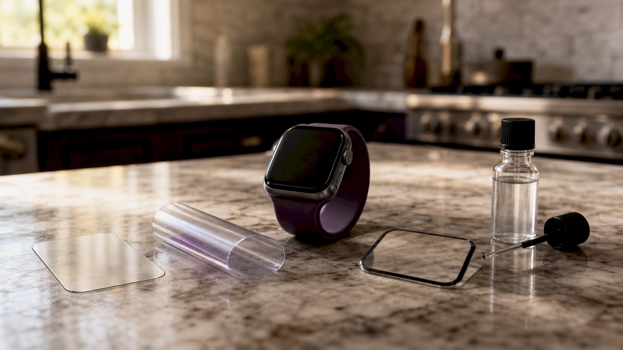 Smartwatch with four types of screen protectors