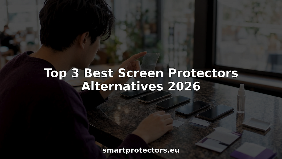Person testing screen protector alternatives at kitchen table