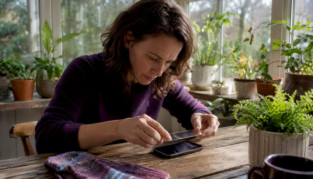 Hands applying tempered glass screen protector