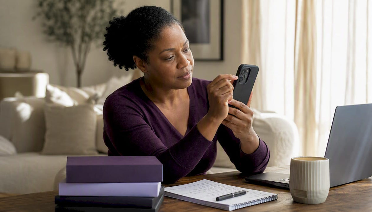 Person inspecting iPhone 16 case closely