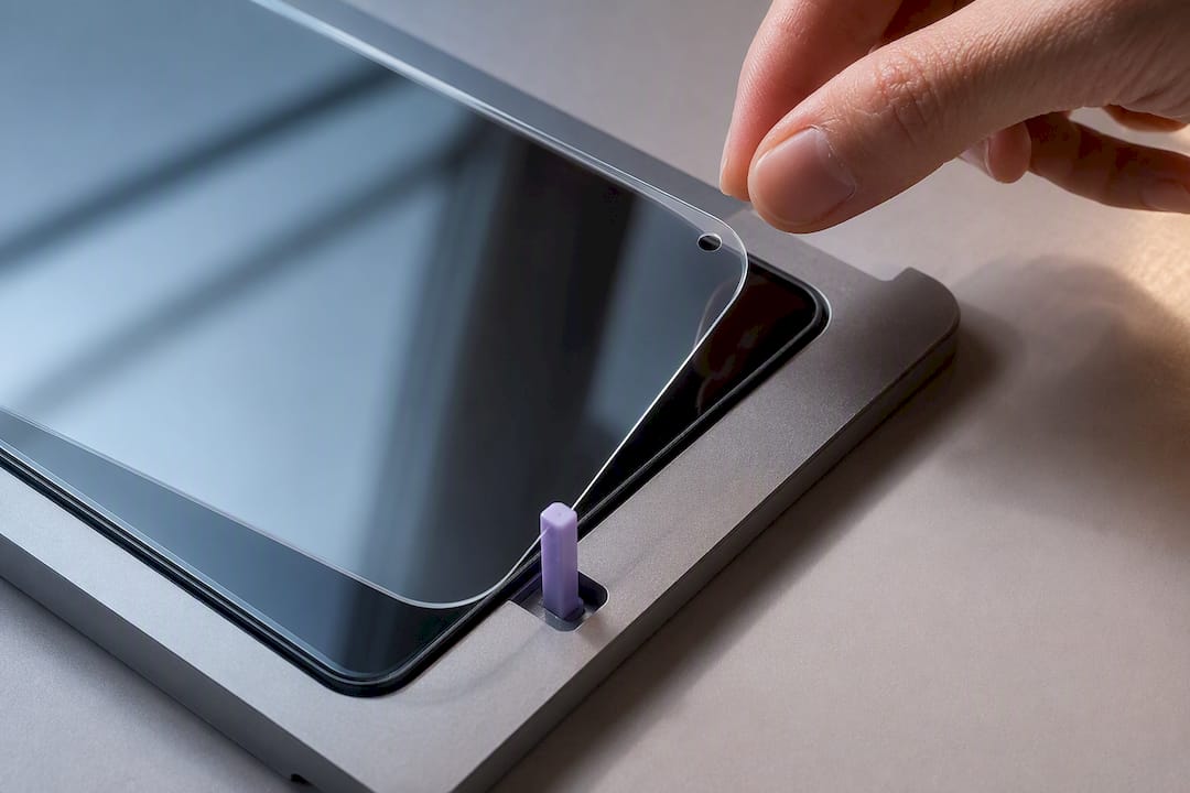 Aligning transparent protector along display edge