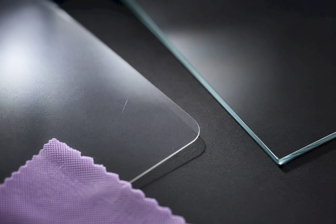 Close-up of film and glass protector materials