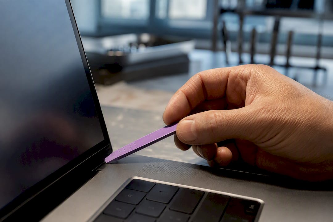 Measuring laptop screen clearance before protection