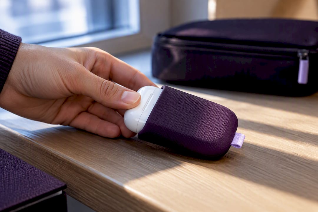 Fitted sleeve protecting anonymous earbuds case