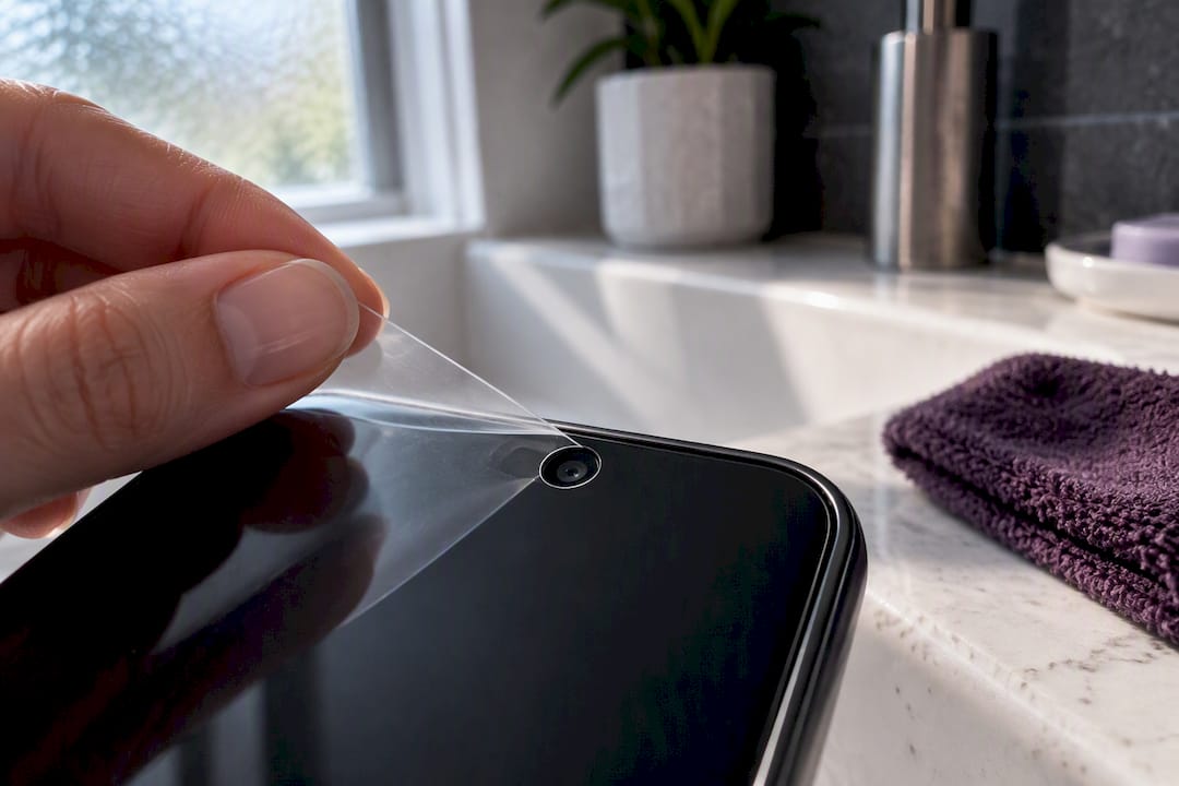 Hand removing protector near front camera