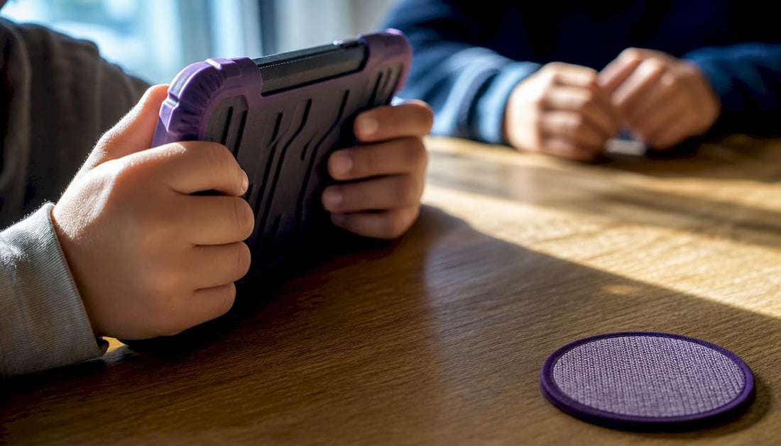 Child gripping a tablet case securely