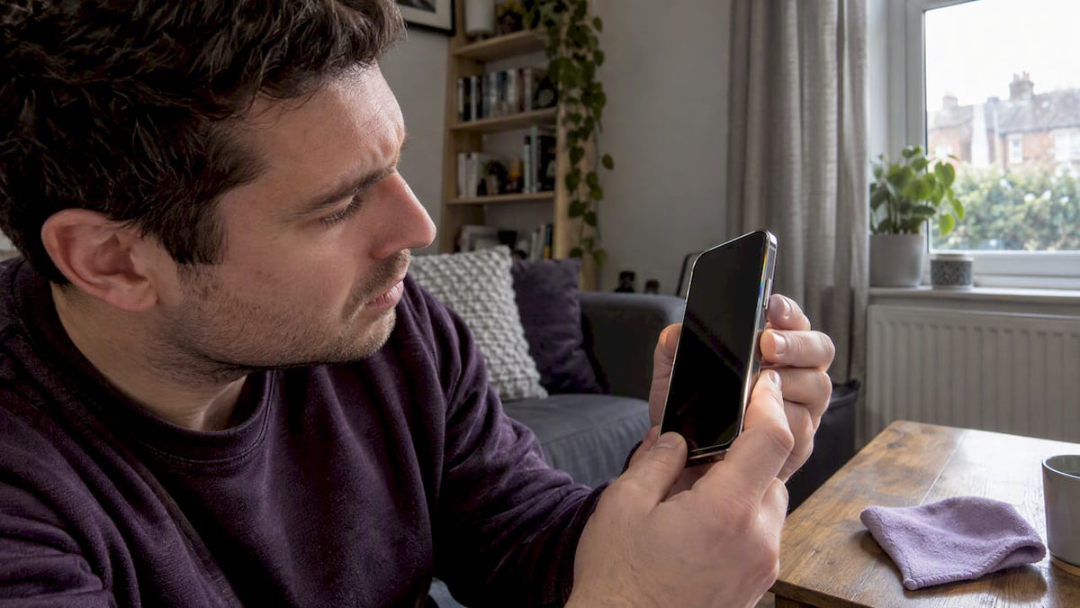 Phone protector showing a faint edge halo