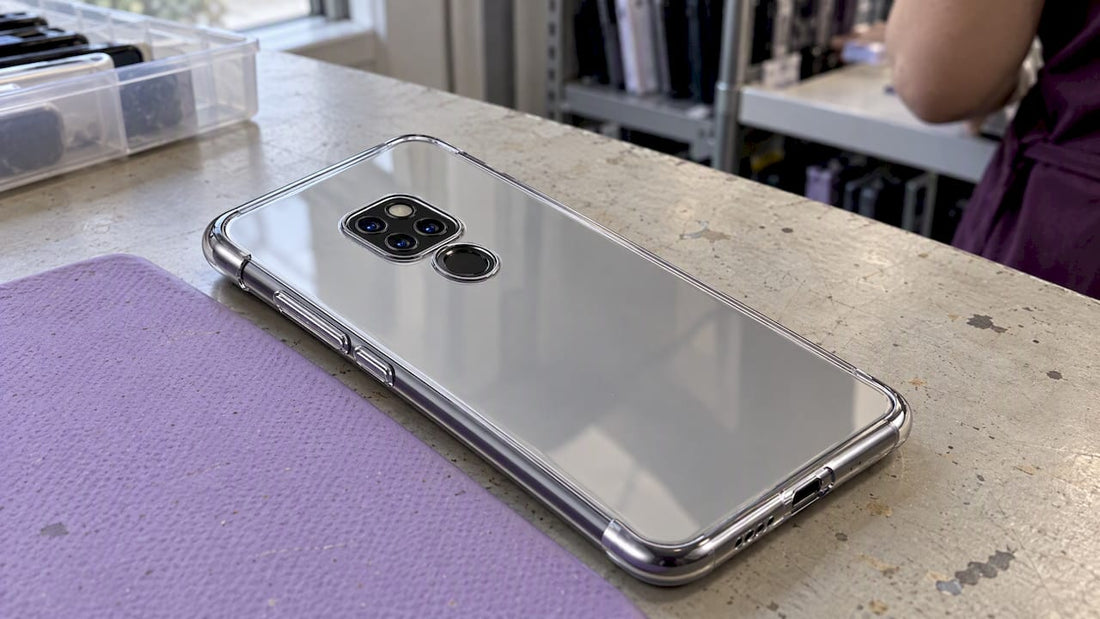 Clear TPU phone case showing flexible transparent shell