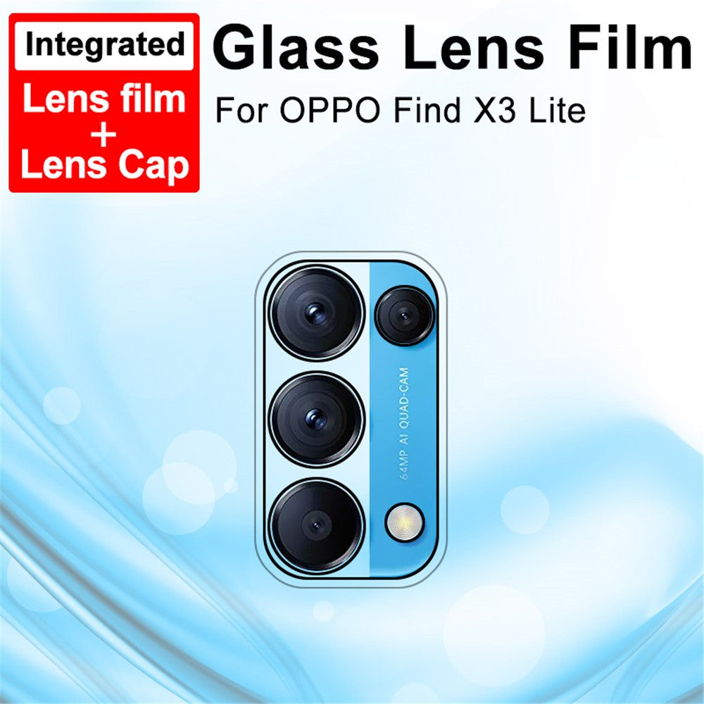 Tempered Glass HD Camera Lens Film + Acrylic Lens Cap IMAK for Oppo Find X3 Lite