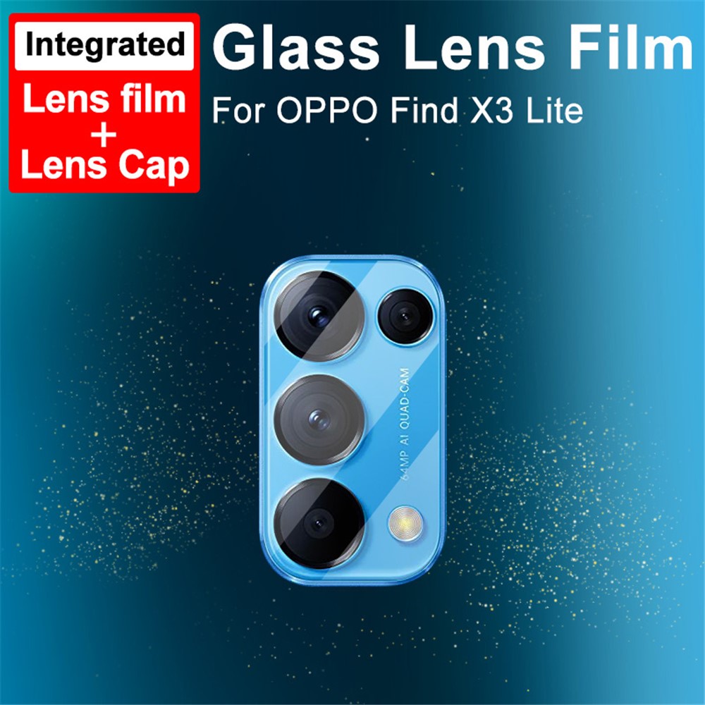 Tempered Glass HD Camera Lens Film + Acrylic Lens Cap IMAK for Oppo Find X3 Lite