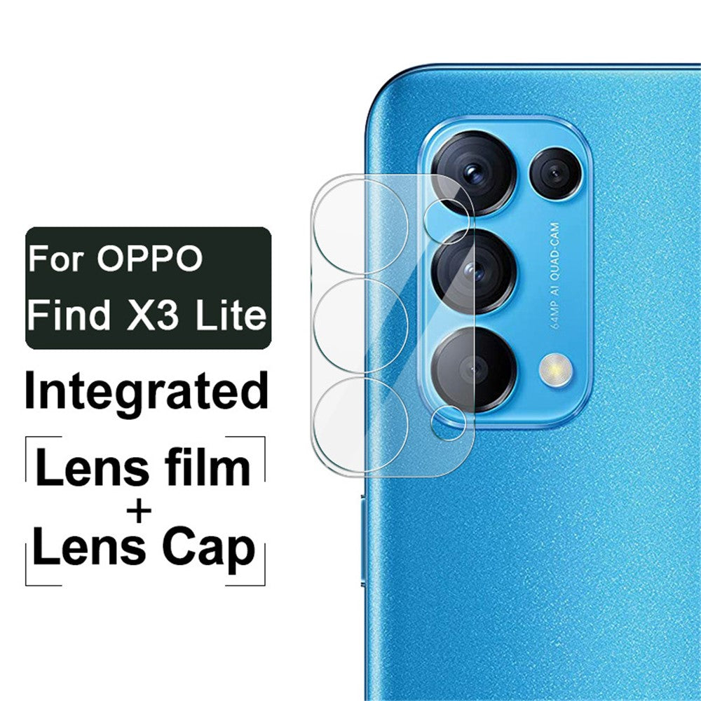 Tempered Glass HD Camera Lens Film + Acrylic Lens Cap IMAK for Oppo Find X3 Lite