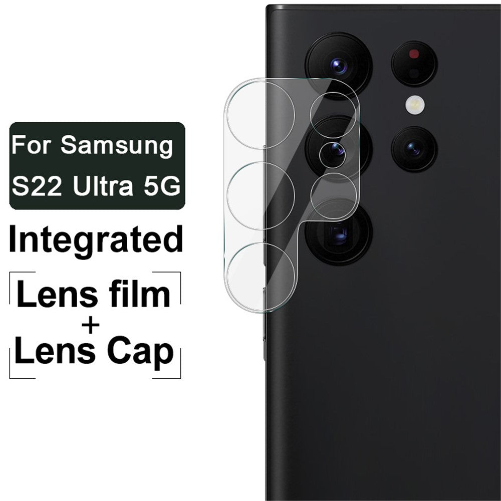 Tempered Glass Camera Lens Film+Acrylic Lens Cap IMAK for Samsung Galaxy S22 Ultra 5G