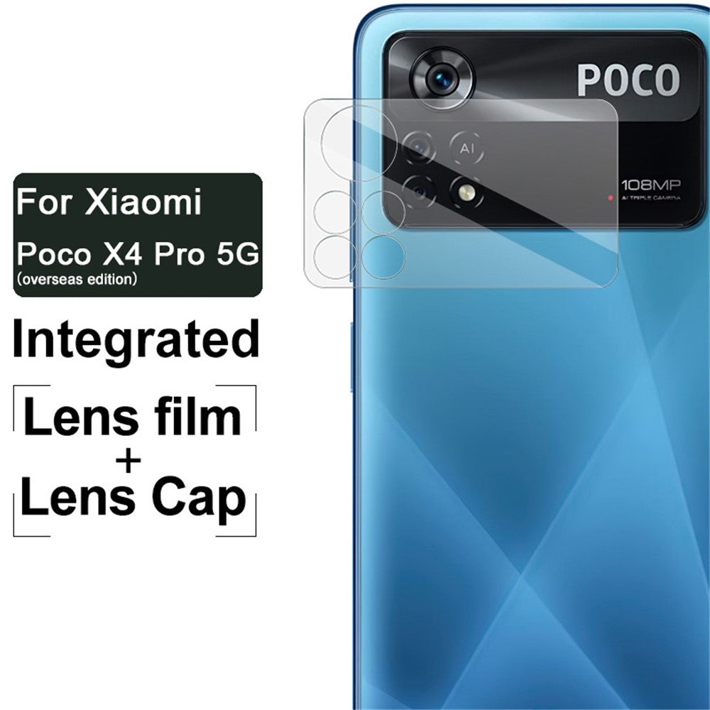 Tempered Glass Camera Lens Film+Acrylic Lens Cap IMAK For Xiaomi Poco X4 Pro 5G