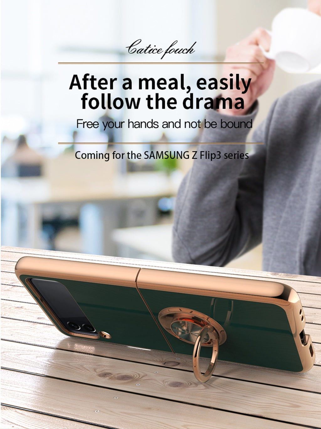 Electroplated Magnetic Ring Phone Case with Soft Shell Protective Bracket Sleeve For Samsing ZFLIP
