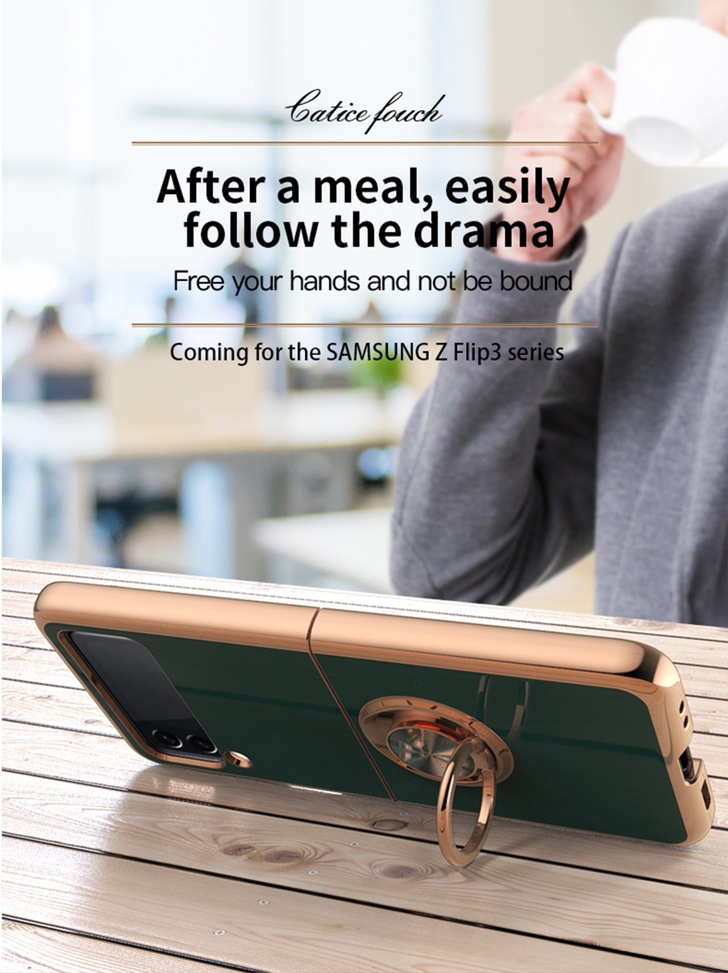 Electroplated Magnetic Ring Phone Case with Soft Shell Protective Bracket Sleeve For Samsing ZFLIP