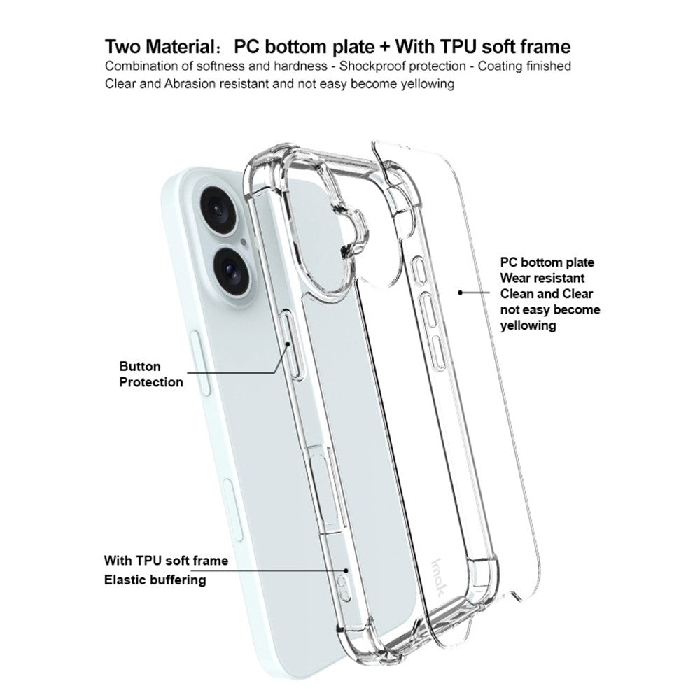 TPU+PC Shockproof Phone Case IMAK For iPhone 16 with Airbag Corners