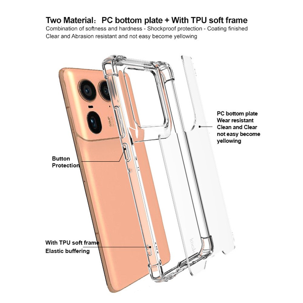 PC+TPU Shockproof Clear Phone Case IMAK For Motorola Edge 50 Ultra 5G / Moto X50 Ultra 5G