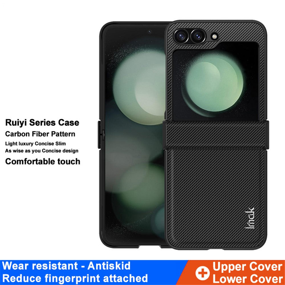 High Quality PC+PU Shockproof Leather Phone Case with Carbon Texture IMAK Ruiyi Series for Samsung Galaxy Z Flip7 FE 5G / Z Flip6 5G