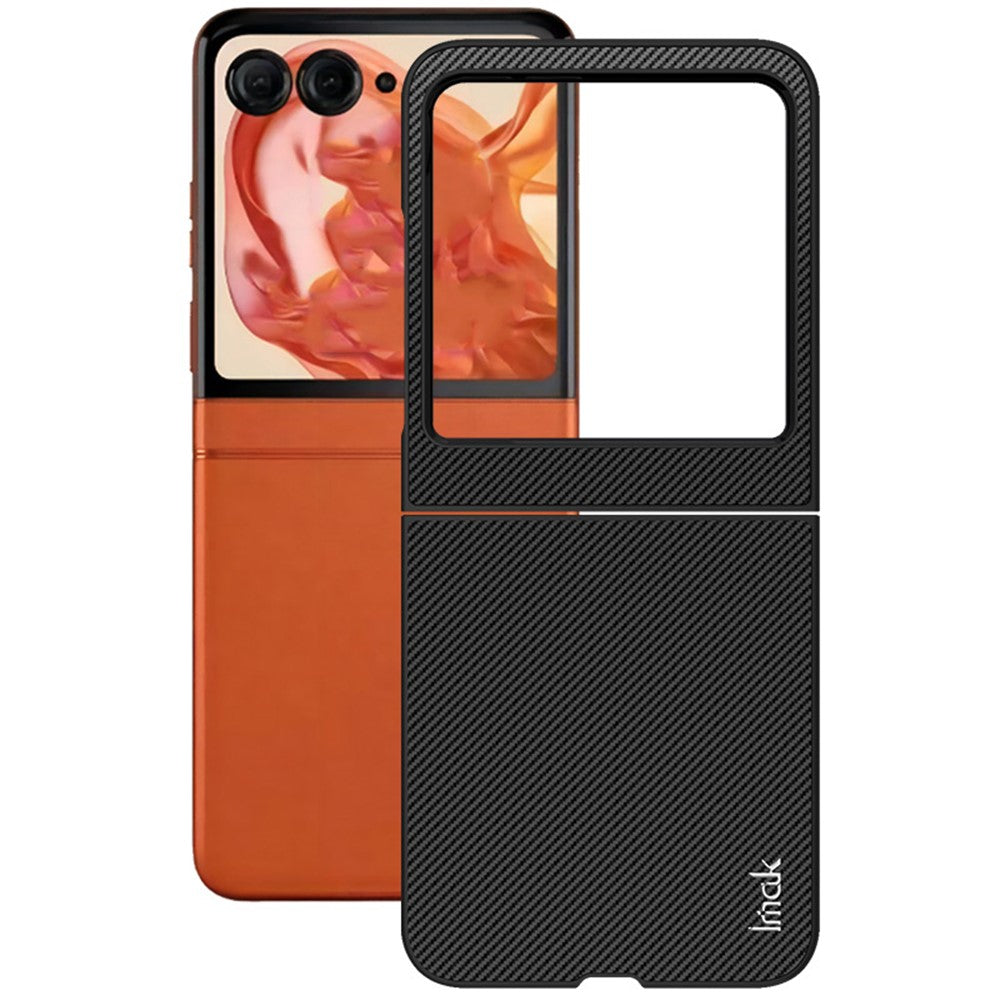 PC+PU Leather Phone Case with Carbon Fibre Texture Effect IMAK Ruiyi Series for Motorola Razr 60 / Razr 50 5G / Razr 2024 5G