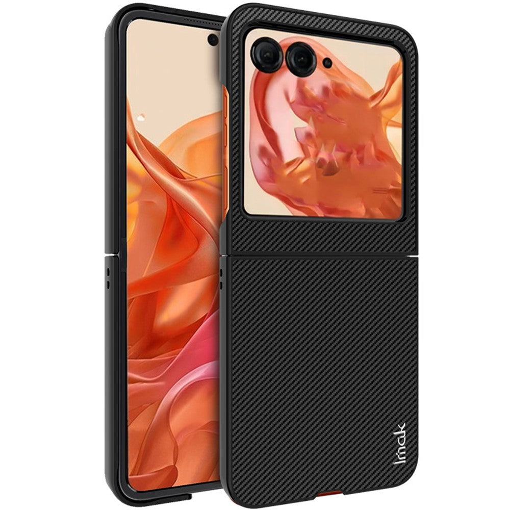 PC+PU Leather Phone Case with Carbon Fibre Texture Effect IMAK Ruiyi Series for Motorola Razr 60 / Razr 50 5G / Razr 2024 5G