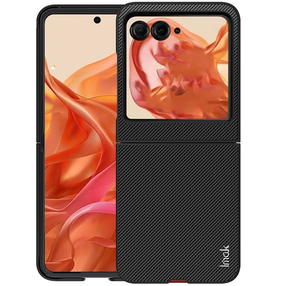 PC+PU Leather Phone Case with Carbon Fibre Texture Effect IMAK Ruiyi Series for Motorola Razr 60 / Razr 50 5G / Razr 2024 5G