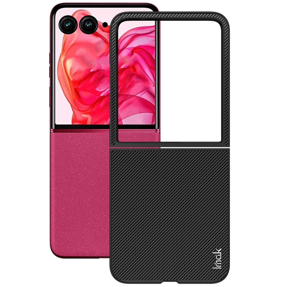 PC+PU Leather Phone Case with Carbon Fibre Texture Effect IMAK Ruiyi Series for Motorola Razr 50 Ultra 5G / Razr+ 2024 5G