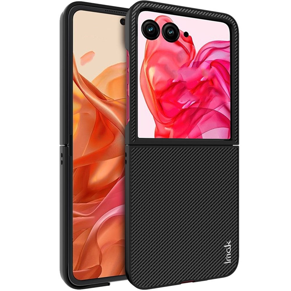 PC+PU Leather Phone Case with Carbon Fibre Texture Effect IMAK Ruiyi Series for Motorola Razr 50 Ultra 5G / Razr+ 2024 5G