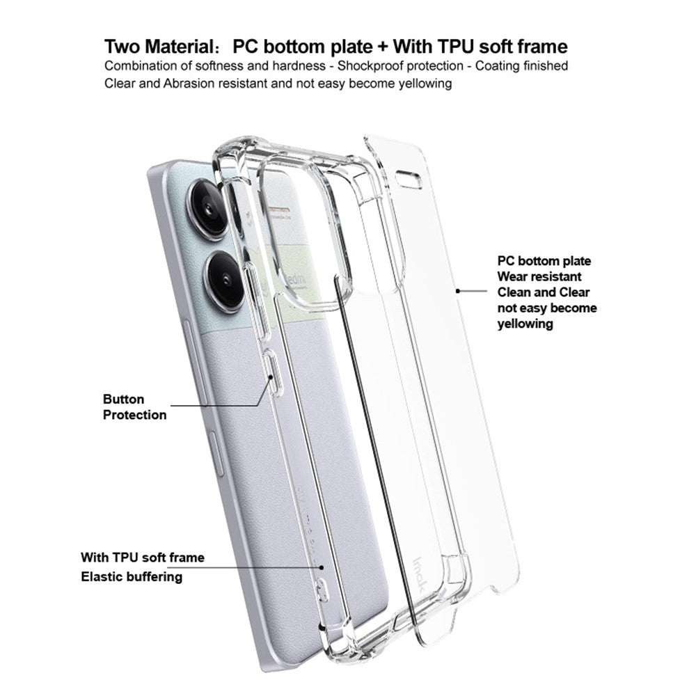 PC+TPU Shockproof Clear Case IMAK For Xiaomi Redmi Note 13 Pro+ 5G