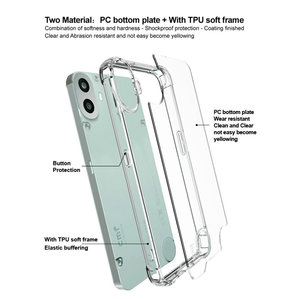 PC+TPU Clear Phone Case with Airbag Corners IMAK For Nothing CMF Phone 1