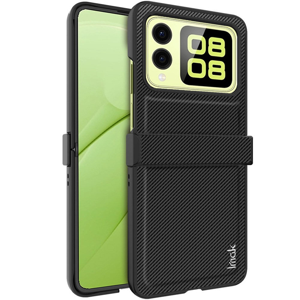 PC+PU Leather Phone Case with Carbon Fiber Texture IMAK Ruiyi Series for Huawei nova Flip 5G