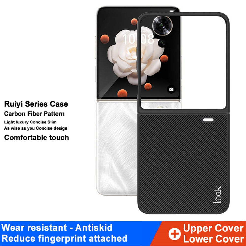 Carbon Fibre Textured PU Leather Case IMAK Ruiyi Series for Honor Magic V Flip 5G