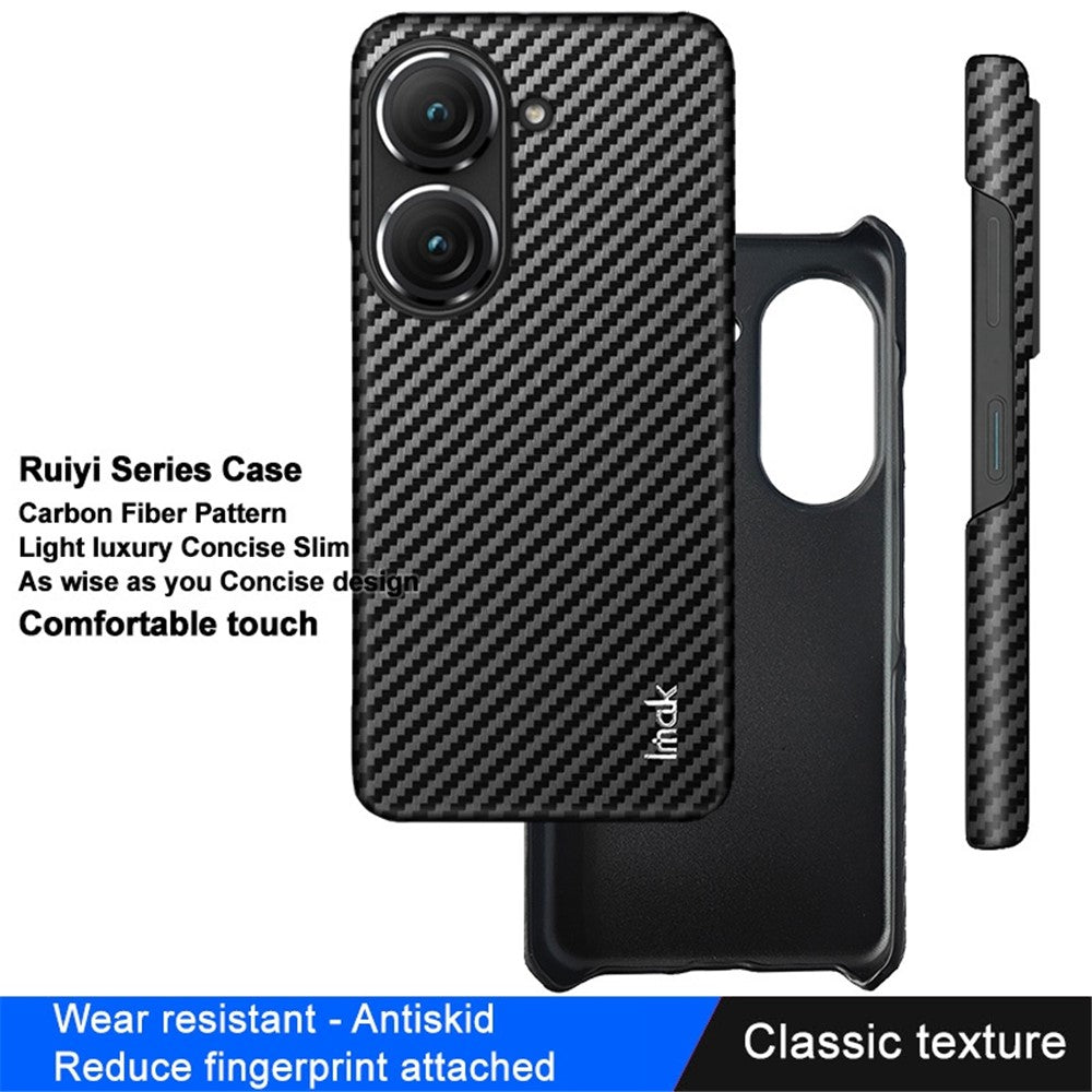 Carbon Fibre Textured PU Leather Case IMAK Ruiyi Series for Asus Zenfone 9 5G