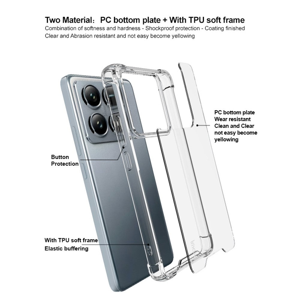 TPU+PC Shockproof Phone Case IMAK For Xiaomi 14T Pro with Airbag Corners