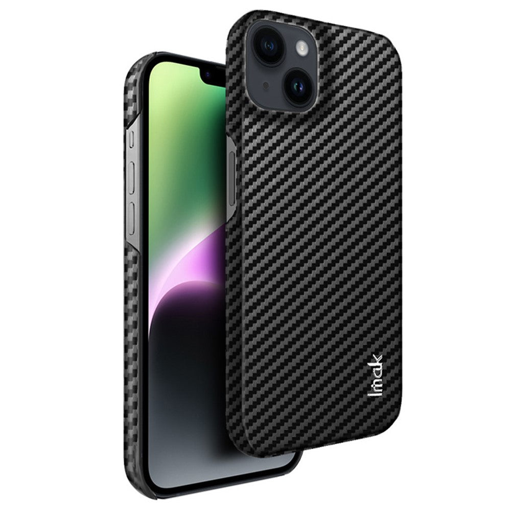 Carbon Fibre Textured PU Leather Case IMAK Ruiyi Series for iPhone 14