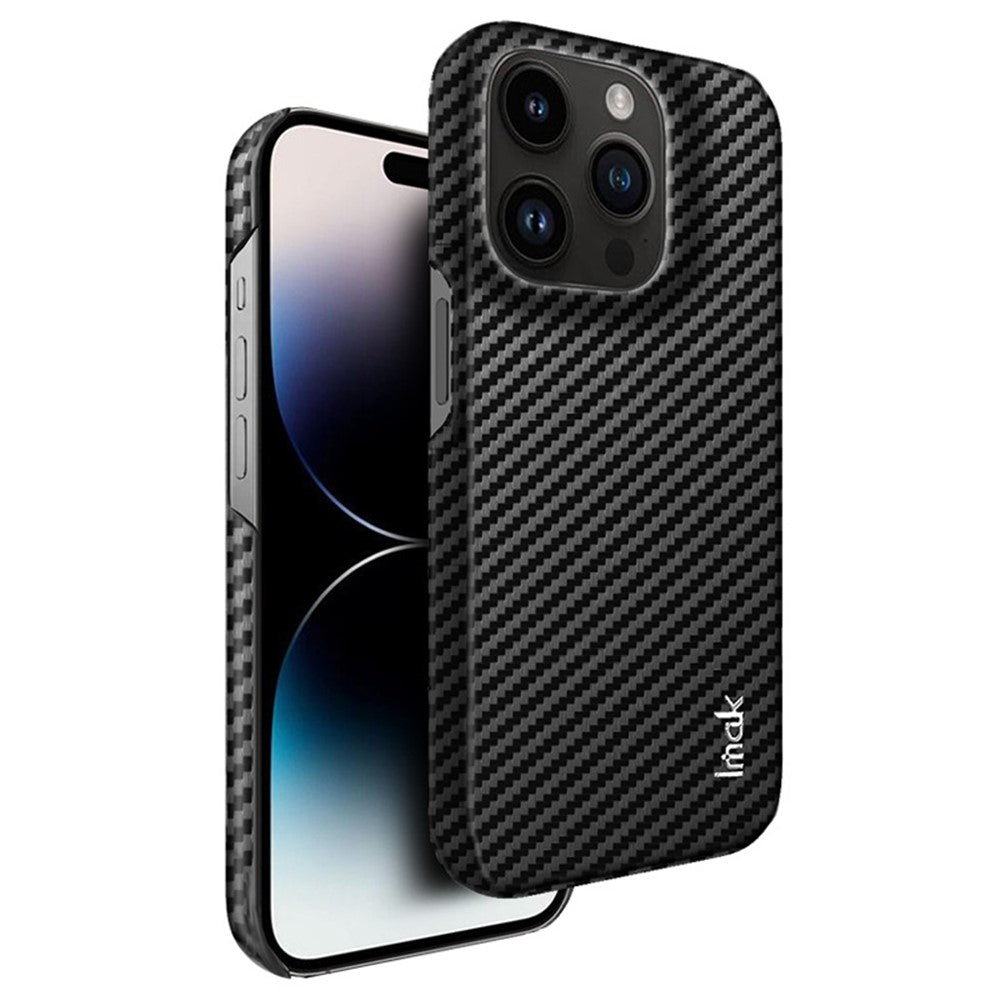 Carbon Fibre Textured PU Leather Case IMAK Ruiyi Series for iPhone 14 Pro