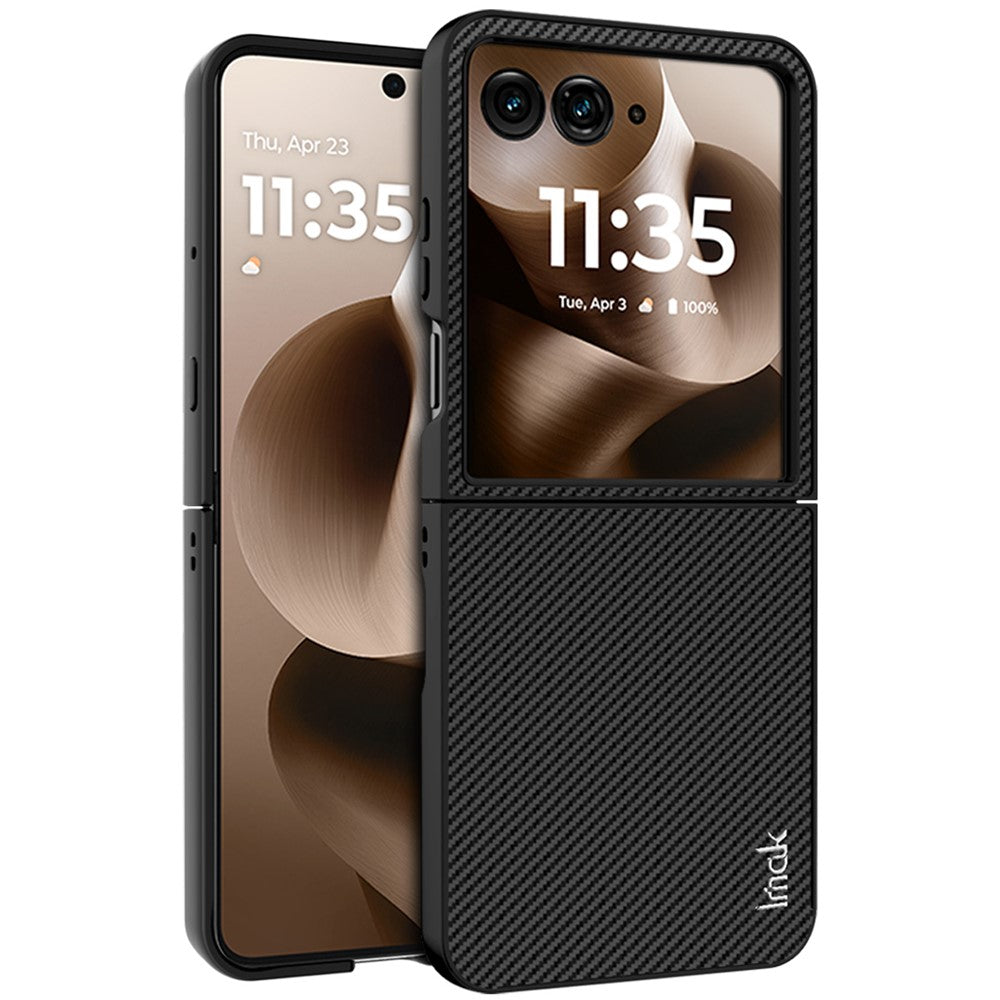 PC+PU Leather Phone Case with Carbon Fibre Texture Effect IMAK Ruiyi Series for Motorola Razr 60 Ultra 5G
