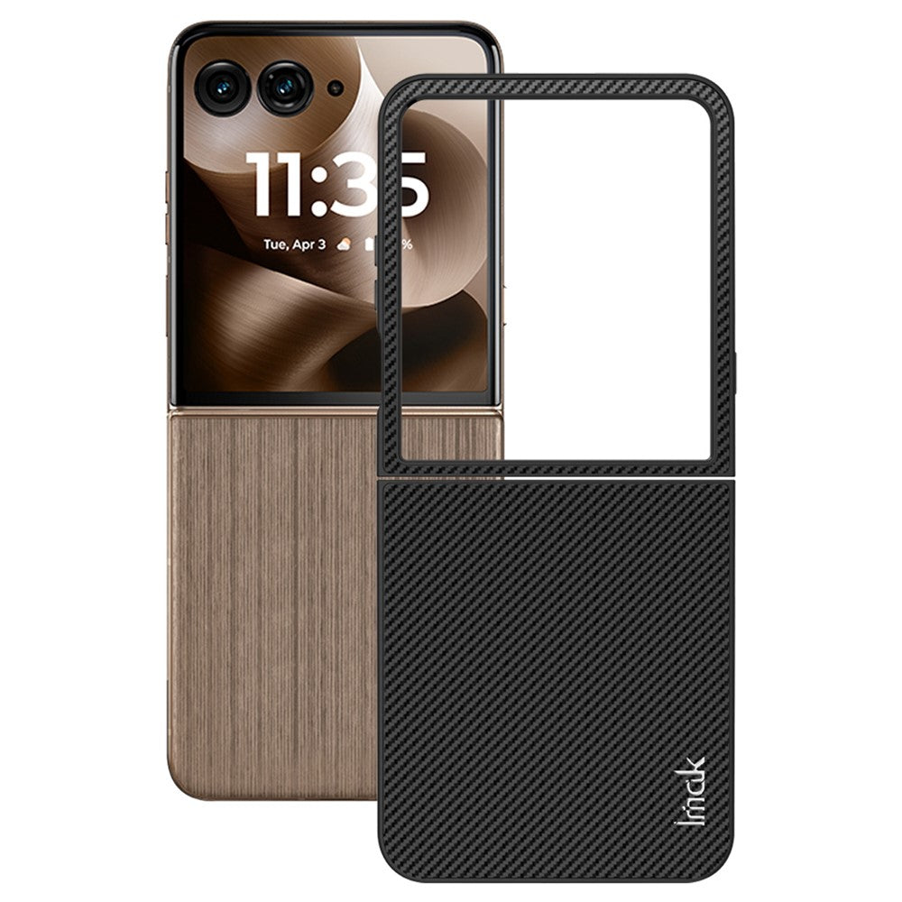 PC+PU Leather Phone Case with Carbon Fibre Texture Effect IMAK Ruiyi Series for Motorola Razr 60 Ultra 5G