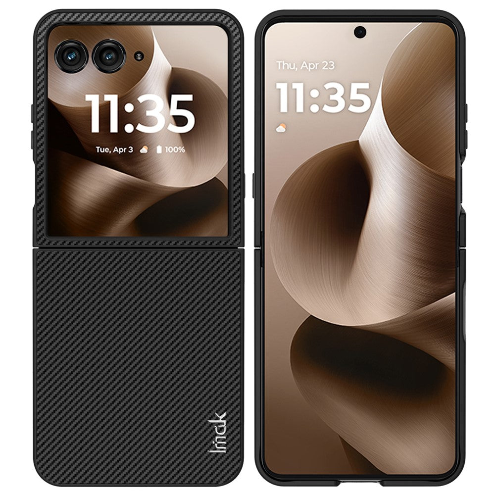 PC+PU Leather Phone Case with Carbon Fibre Texture Effect IMAK Ruiyi Series for Motorola Razr 60 Ultra 5G