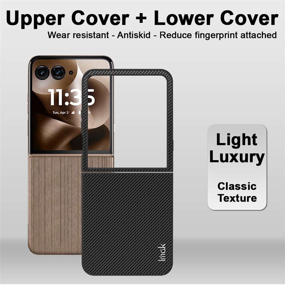 PC+PU Leather Phone Case with Carbon Fibre Texture Effect IMAK Ruiyi Series for Motorola Razr 60 Ultra 5G