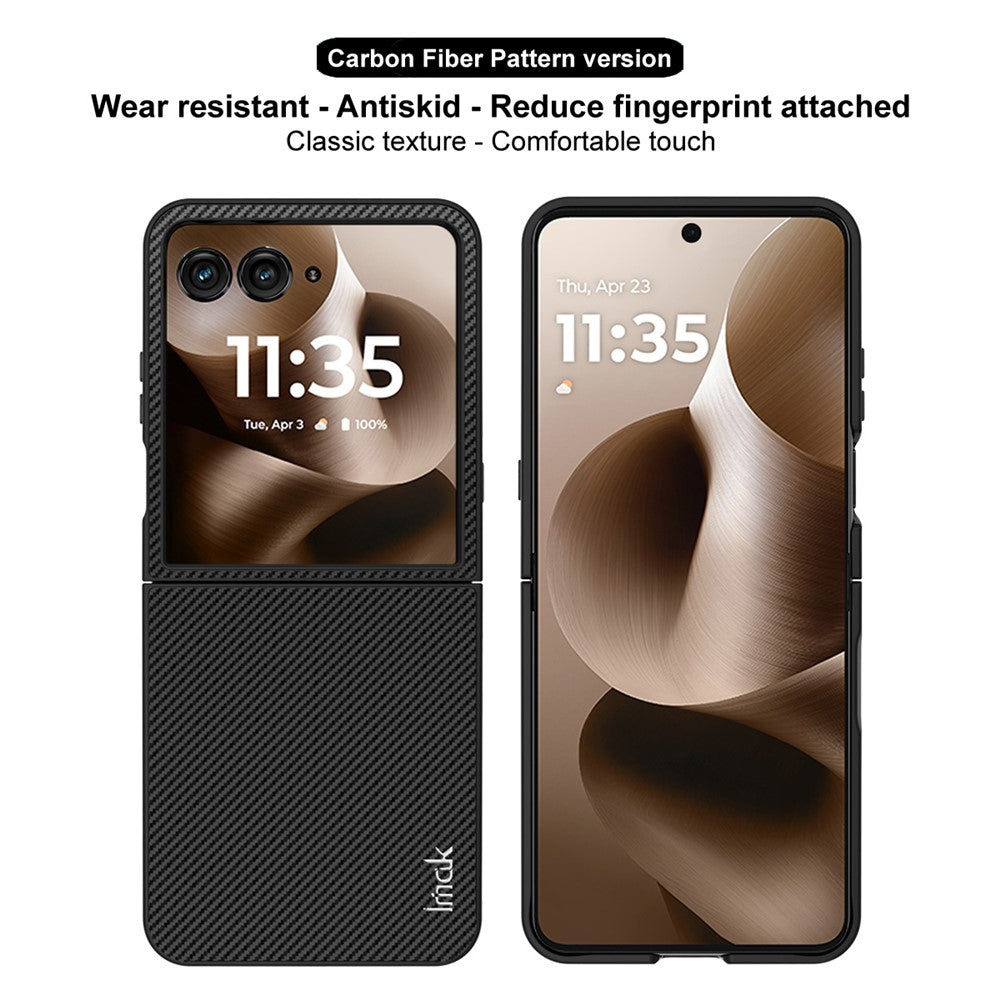 PC+PU Leather Phone Case with Carbon Fibre Texture Effect IMAK Ruiyi Series for Motorola Razr 60 Ultra 5G