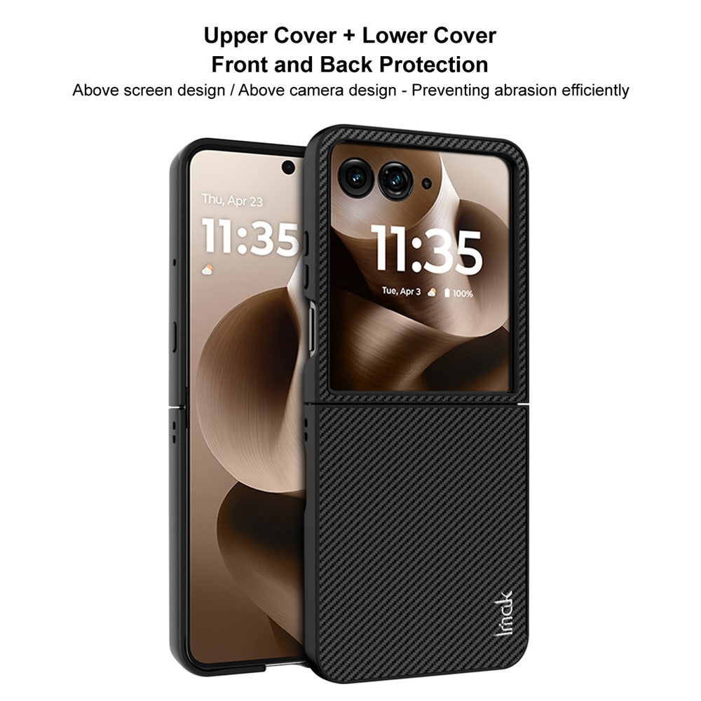PC+PU Leather Phone Case with Carbon Fibre Texture Effect IMAK Ruiyi Series for Motorola Razr 60 Ultra 5G