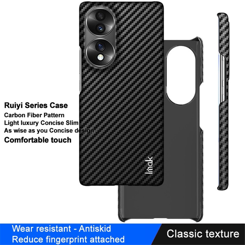 Carbon Fibre Textured PU Leather Case IMAK Ruiyi Series for Honor 70 5G