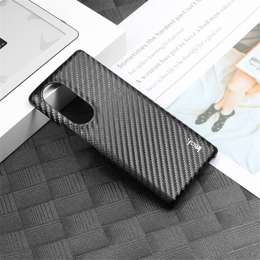 Carbon Fibre Textured PU Leather Case IMAK Ruiyi Series for Honor 70 5G