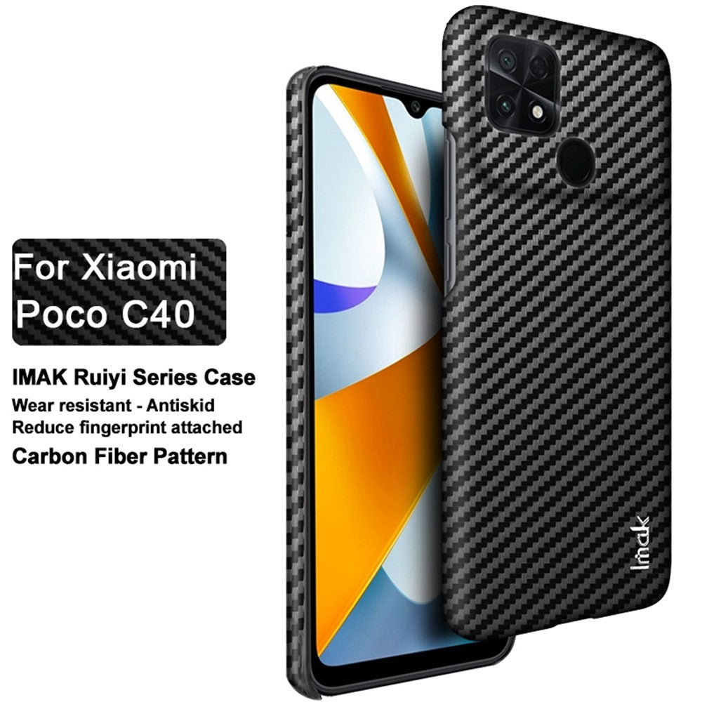 Carbon Fibre Textured PU Leather Case IMAK Ruiyi Series for Xiaomi Poco C40 4G