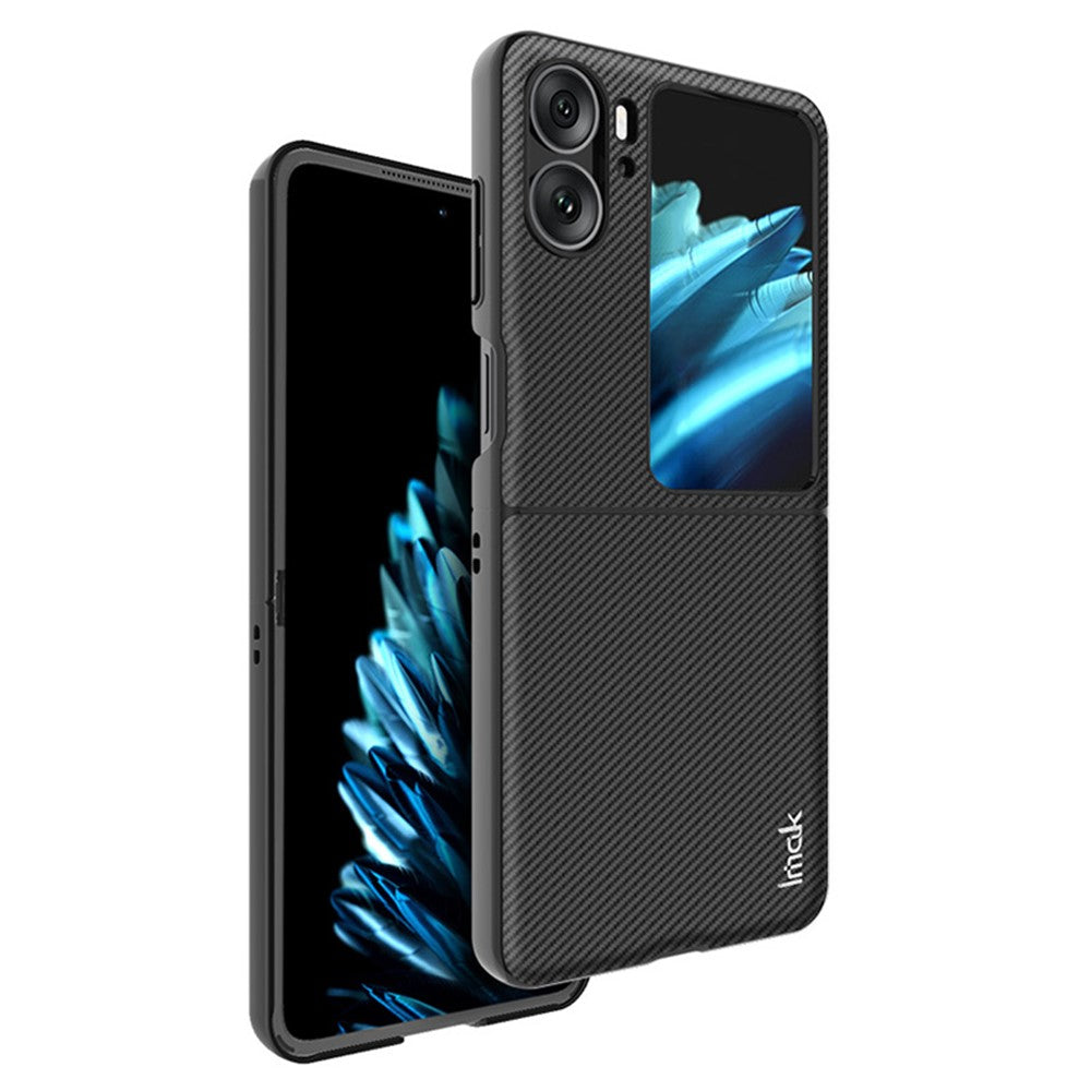 Carbon Fibre Textured PU Leather Case IMAK Ruiyi Series for Oppo Find N2 Flip 5G