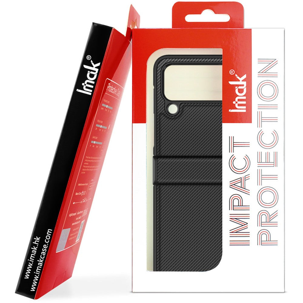 Carbon Fibre Textured PU Leather Case IMAK Ruiyi Series for Oppo Find N2 Flip 5G