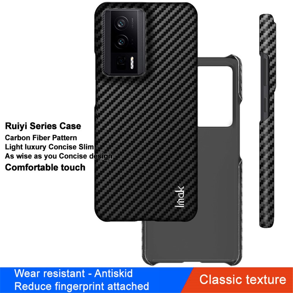Carbon Fibre Textured PU Leather Case IMAK Ruiyi Series for Xiaomi Poco F5 Pro 5G / Redmi K60 Pro 5G / K60 5G / Poco F5 Pro 5G