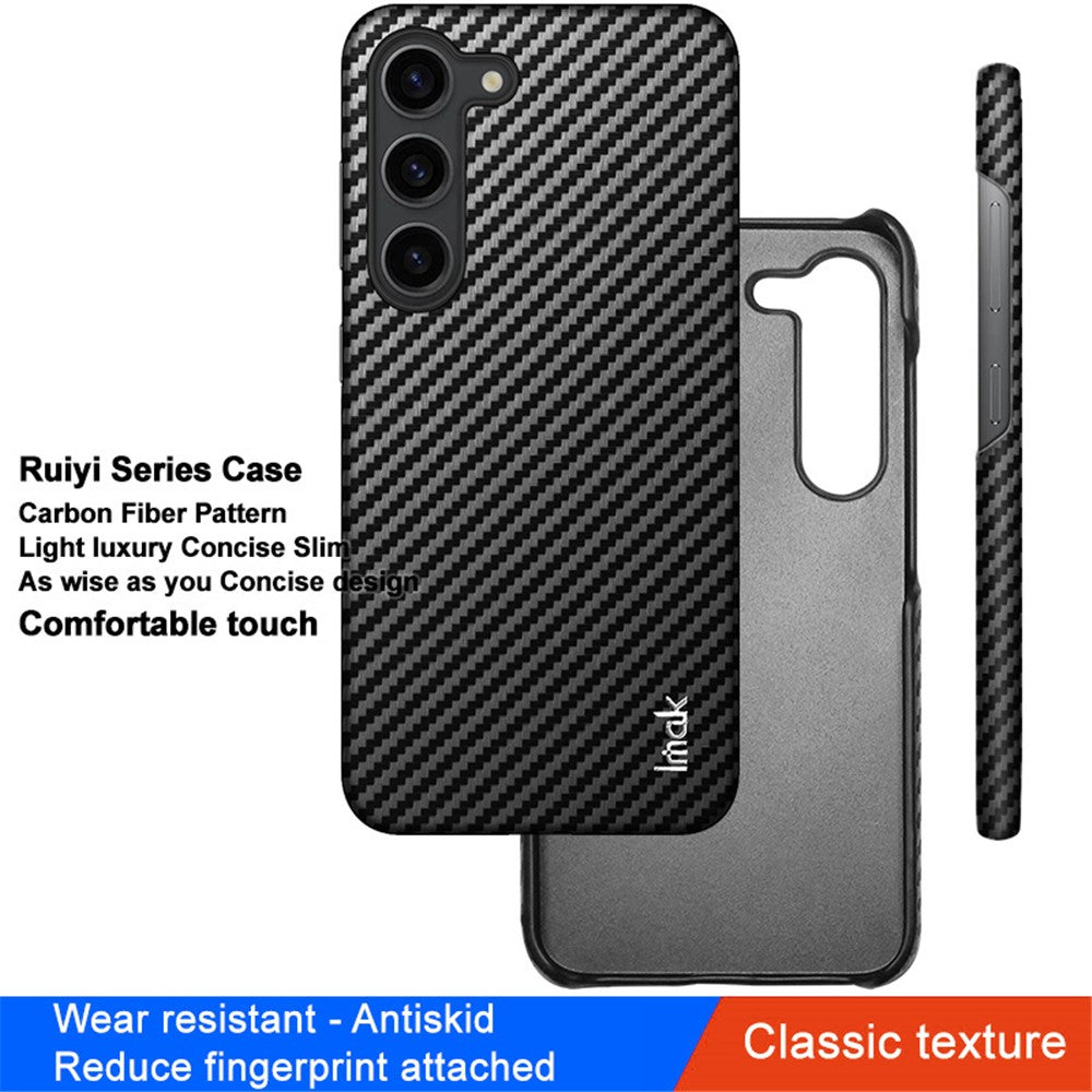 PC+PU Leather Phone Case with Carbon Fiber Texture IMAK Ruiyi Series for Samsung Galaxy S23