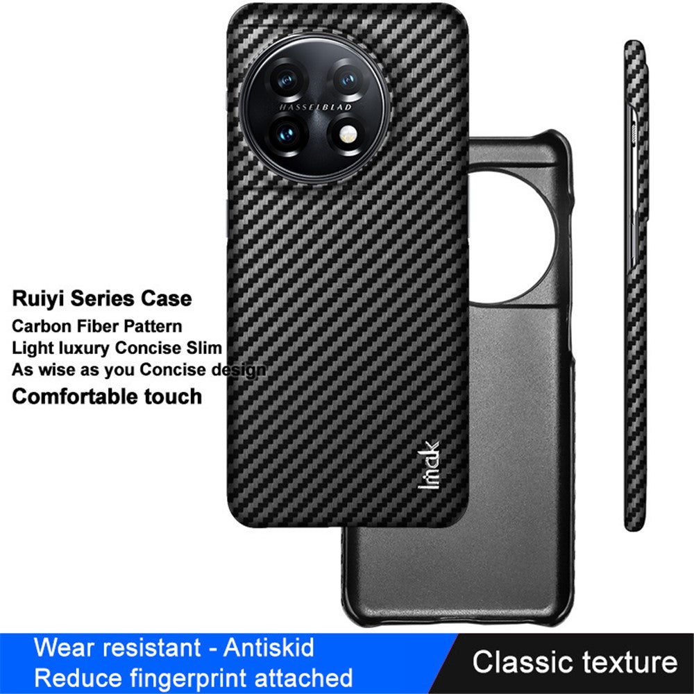 Carbon Fibre Textured PU Leather Case IMAK Ruiyi Series for OnePlus 11 5G