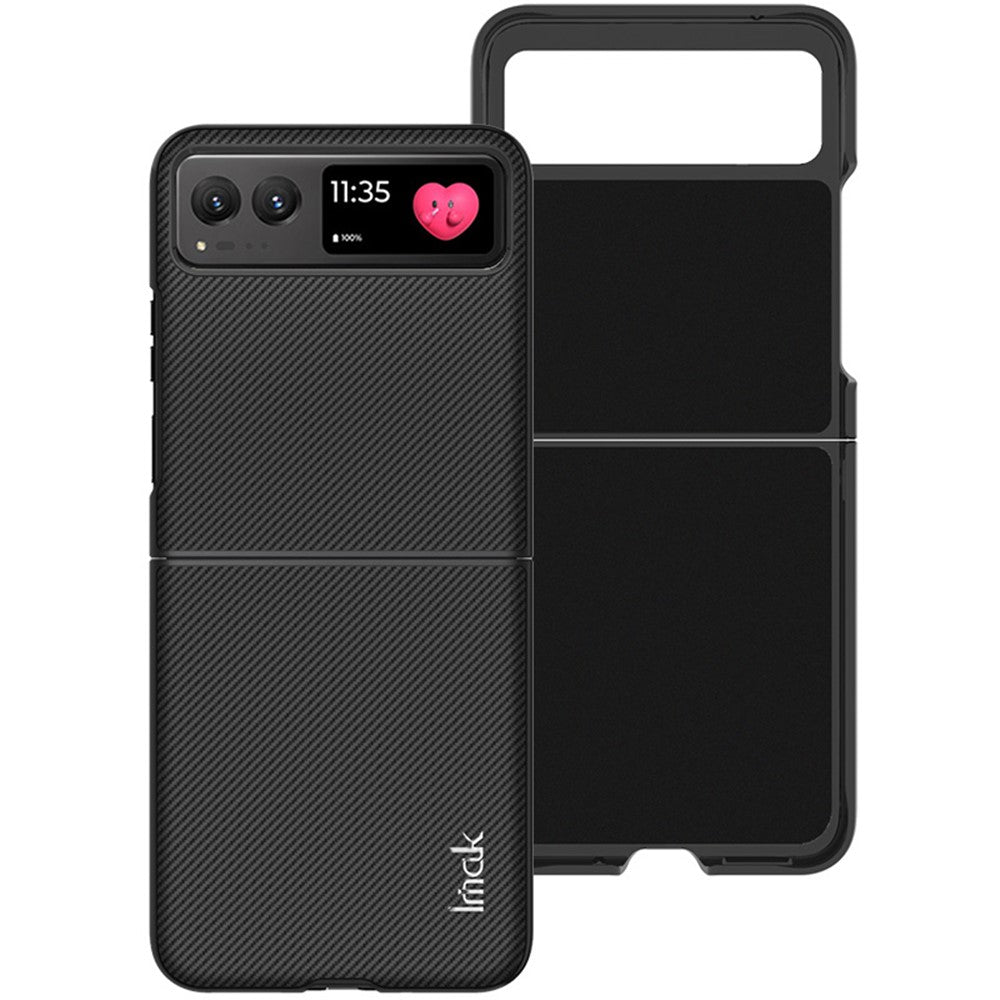 PC+PU Leather Phone Case with Carbon Fibre Texture Effect IMAK Ruiyi Series for Motorola Razr 40 5G